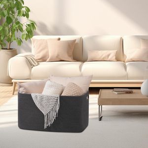 75L Eco-Friendly Modern Woven Cotton Rope <b>Storage</b> Basket 22x17x12 for <b>Drink</b>/Food Use in Living Room Bedroom Nursery - Product Image 3