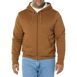 Sudadera con Capucha y Cremallera para Hombre, Color Marrón, Felpa, Corte Regular, Estilo Casual, para Otoño - Product Image 1