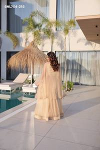 Nouvelle variété de Lehenga-Choli évasé en soie Sindhore brodé de perles, prêt-à-porter, avec ensemble shrug, fabriqué à Surat - Product Image 5