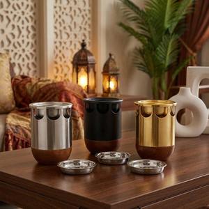 Modern Stainless Steel <b>Bakhoor</b> Burner with Wooden Base Arabic Incense Burner <b>Oud</b> Charcoal Burner Home Decor - Product Image 2