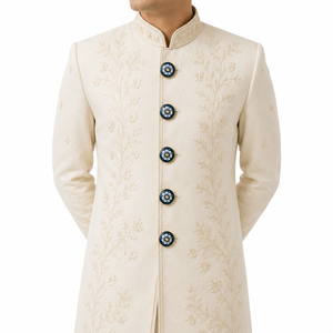 Botones de Lujo Personalizados de Latón con Esmalte Meenakari de Jaipur, Diseño de Flor Azul y Cristal Polki para Traje Sherwani de Boda para Hombre - Product Image 2