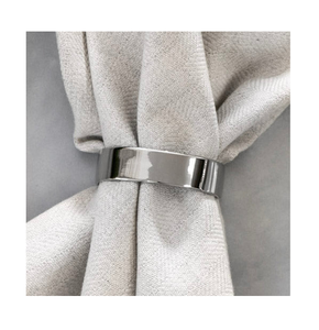 Anneau de serviette en acier inoxydable, décoration de table, finition argent mat poli, accessoires pour anneau de serviette - Product Image 4
