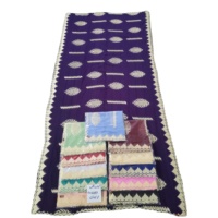 Vente en gros de châles longs en mousseline de soie pour femmes, motif géométrique, feuille ovale, strass brodés, bordure en zigzag, légers, respirants et doux