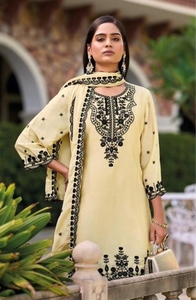 Traje Plazzo Étnico Preconfeccionado para Mujer Chinon con Bordado Intenso para Bodas y Diwali - Product Image 2