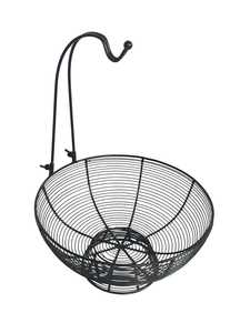 Panier à fruits minimaliste en fil métallique avec poignée pour usage domestique, design durable, bol de service moderne pour fruits et collations - Product Image 2