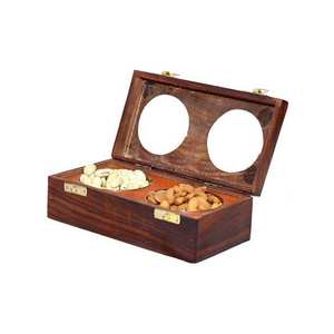 Factory Custom Craft Eco-Friendly Polished Natural Wood Dried Fruit <b>Box</b> Luxury Candy Snacks Storage Case/Holders Customised Logo - Product Image 1