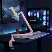 Support de microphone professionnel rose avec bras articulé réglable à 360° °   Support rotatif en alliage d'aluminium avec gestion intégrée des câbles TUV