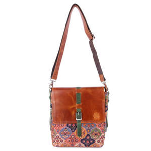 Sac bandoulière en cuir véritable à rabat motifé, sacoche pour ordinateur portable, grande capacité, léger, pour les voyages et l'usage quotidien - Product Image 5