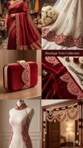 Ribete de Encaje Bordado Floral Elegante y Versátil, 100% Poliéster Ecológico, para Vestidos de Novia de Alta Gama - Product Image 2