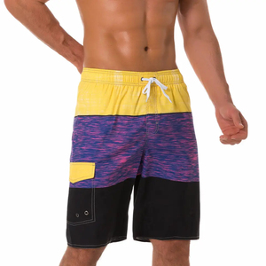 Shorts de plage dégradés bleus pour hommes avec poches, séchage rapide, taille élastique, décontractés, 100 % polyester - Product Image 4