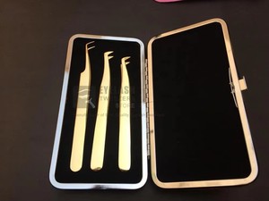 Pinzas para Extensión de Pestañas de Volumen Ruso, de Acero Inoxidable Japonés, Chapadas en Oro de 24K, de 90 Grados, Delgadas y con Punta Puntiaguda - Product Image 3