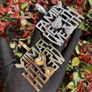 Family Health Wealth Colgante de Letra de Moissanita, Plata 925 Bañada en Rodio, Estilo Hip Hop, Joyería para Uso Diario, Colgante Iced Out - Product Image 4