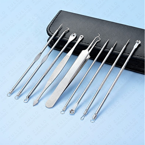 Kit professionnel de 7 extracteurs d'acné en acier inoxydable, nettoyeur de pores, soin du visage - Product Image 6