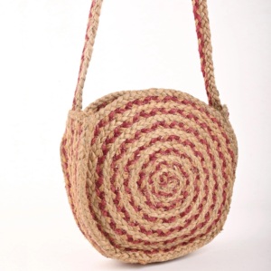 Women's Bohemian Jute <b>Crossbody</b> <b>Bag</b> Woven Criss-Cross Round Shape Eco-Friendly Open Closure Durable <b>Summer</b> Daily Use - Product Image 1