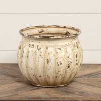 Pot Bunga Logam Rustic Dengan Lapisan Glazur Gaya Vintage Untuk Penggunaan Luar Ruangan di Taman