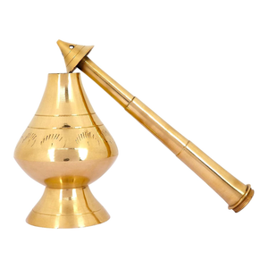 Vase décoratif traditionnel en laiton à long col pour l'eau de rose Gulab Pash - Product Image 5