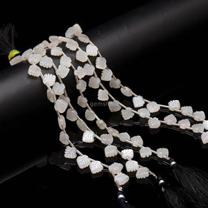 Perles de pierre de lune blanche AAA en forme de feuille, sculptées à la main, pour la fabrication de bijoux, taille 10-11MM, brin de 8 pouces - Product Image 5