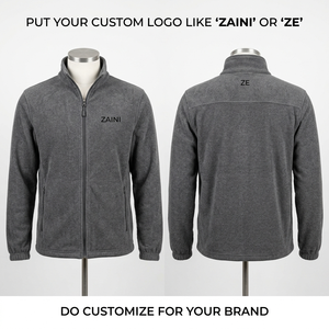 <b>Men</b> Polar Fleece <b>Running</b> <b>Jacket</b> 240 GSM Brushed Full Zip Stand Collar Dark Brown Custom logo Woven Patch Embossed Reflective - Product Image 3