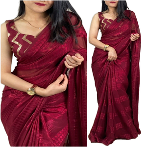 Designer Georgette With Zari Weaving <b>Saree</b> <b>Woman</b> Fashion Manufacturer And Supplier From Surat At Lowest Rate - Product Image 1