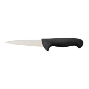 Couteaux à désosser à manche noir avec lame étroite et pointue argentée, poignée ergonomique avec protège-doigts pour la désossure, la découpe et la boucherie - Product Image 1