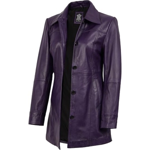 Manteau long en cuir véritable pour femme, trench-coat de luxe, longueur intégrale, fabrication sur mesure OEM, vente en gros - Product Image 4