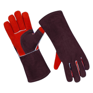 XL Comfortable XL Extra Soft Blue Cowhide Split Leather Gloves Industrial Welding Safety Firefighting Hand <b>Arm</b> Protection - Product Image 3