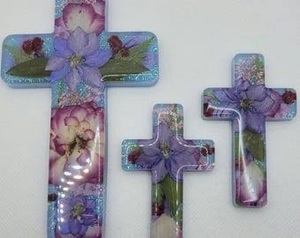 Croix carrée en résine ILAHI, motif folklorique, bords lisses, couleurs vibrantes, décoration d'intérieur de haute qualité - Product Image 3