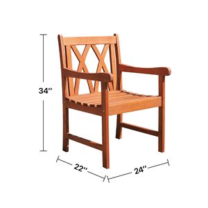 Lazzarus marrone rossastro in legno tropicale Patio poltrona eleganti sedie da giardino - Product Image 3