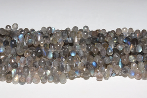 Perles en forme de poire à facettes en labradorite 5*7mm 8 pouces brin de pierre naturelle à coupe latérale pour la fabrication de bijoux - Product Image 3