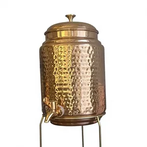Pot à eau de luxe en cuivre martelé, lavable, avec couvercle, Matka ayurvédique, récipient de stockage et récipient isotherme pour usage domestique - Product Image 2