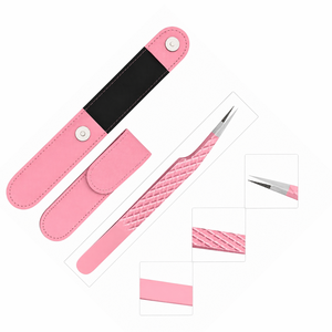 Pinzas de Acero Inoxidable Rosadas con Punta Dentada, Herramienta de Precisión para Extensión de Pestañas - Product Image 3