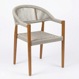 Chaise de restaurant en teck et en corde, au design moderne et élégant, pour différents concepts. - Product Image 1