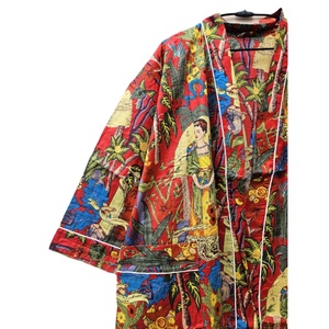 Kimono indien fait à la main en coton imprimé unique séchage rapide longue robe Maxi Sexy plage et vêtements de fête ensemble avec robe en coton Lounge Wear - Product Image 4