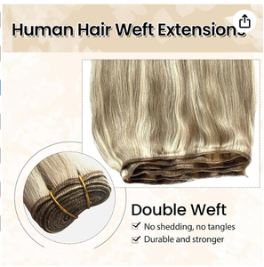 Extensiones de Cabello Humano Remy Indio Rubio Natural, Base de Seda, Doble Trama, 100% Densidad, HD Transparente - Product Image 3
