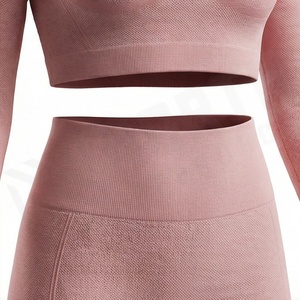 Traje de Yoga para Mujer Tallas Grandes con Cinturón de Encaje Lavado a Color Personalizado, Conjunto Deportivo de Dos Piezas de Secado Rápido y Transpirable con Sujetador Deportivo - Product Image 5