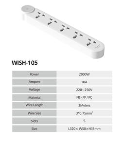 Safety Shutter & Fire Prevention New <b>Universal</b> Type WISH Tabletop 5m Cable Engineering Materials Power Strip Home Use - Product Image 4