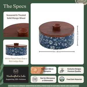 Wooden Polished Enamel Coated Durable Insulated Non-Stick Casserole <b>Lid</b> Eco-Friendly Minimalist Design Handmade 20cm Storage Box - Product Image 6