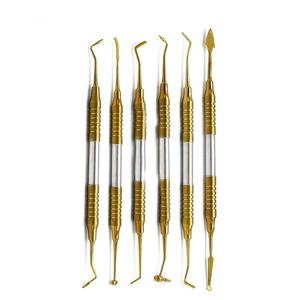 6 Pcs Double Ended Dental Composite Filling Instrument Set Ergonomic <b>Grip</b> Turbine Gold Titanium Coated Restorative Hand Tools - Product Image 5