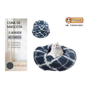 Cama Redonda de Terciopelo para Mascotas, Tamaños S, M, L, Suave y Cálida, Nido para Perros y Gatos, Base Impermeable - Product Image 1