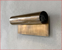 Applique murale LED E26 moderne faite à la main avec finition laiton patiné antique - Forme allongée dorée pour œuvres d'art et éclairage d'ambiance