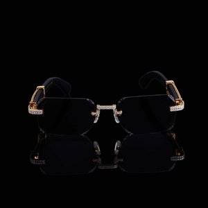 Lunettes de soleil élégantes sans monture, carrées, légères, avec branches en bois, unisexes, pour fêtes, loisirs et activités de plein air - Product Image 5