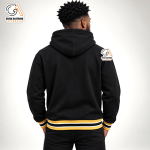 Sweat à capuche noir pour homme avec logo ASU Bee et bordure jaune – Vêtement d'hiver décontracté, coupe régulière, respirant, coupe-vent, en molleton écologique - Product Image 2