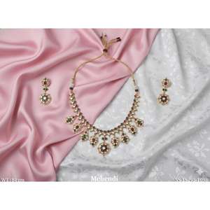 Traditional Ethnic <b>Necklace</b> Set for Women Elegant Bridal Wedding Jewelry <b>Statement</b> Design Gold Tone Festive And Party Wear - Product Image 4