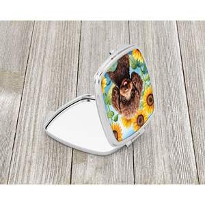 กระจกแต่งหน้าขนาดกะทัดรัดสำหรับเดินทางสำหรับผู้หญิงและผู้หญิงลายดอกทานตะวันมีกระเป๋าพับได้ดีไซน์แบบพกพาสำหรับเป็นของขวัญ - Product Image 2