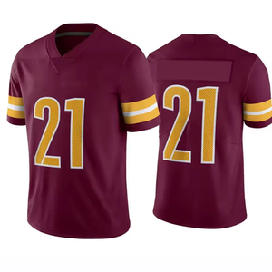 Men's Burgundy Football Jersey Short Sleeve Crew Neck Gold Number 21 Sublimated Practice Uniform - Product Image 4