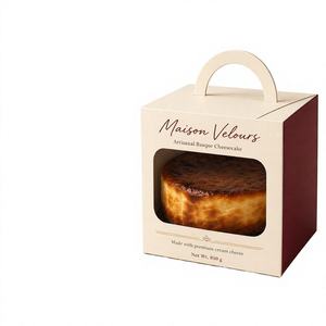 Boîte de luxe pour cheesecake basque avec poignée 850g, emballage rigide de qualité alimentaire pour pâtisseries artisanales, plats gastronomiques et cadeaux - Product Image 1