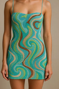 Ready To Ship Emerald Green Hand Sequin Mini Dress Bell Sleeve Party Wear For Women Perfect For Cocktail and Evening Events - Product Image 5