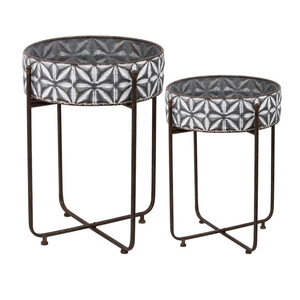 Pot de fleurs moderne en métal avec support, porte-plante sur pied pour décoration intérieure et extérieure, finition cuivre, support de plantes sur pied en solde - Product Image 3