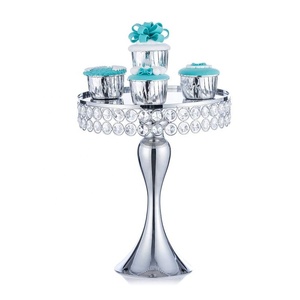 แท่นวางเค้กคริสตัลสีทองประกายแวววาวพร้อมกรอบโลหะและกระจกด้านบนเครื่องมือเค้กรูปทรงกลมที่เอาใจใส่สำหรับงานกิจกรรมต่างๆ - Product Image 4