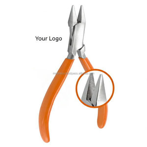 Serrated Flat Nose Pliers Heavy Duty Orange Handle Precision Grip Tool For Jewelry Making, <b>Wire</b> Bending, <b>Crafts</b> & Repair - Product Image 1